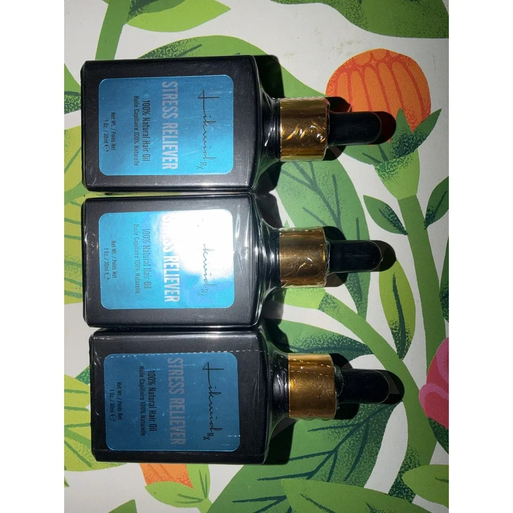 LikwidRx Stress Reliever Hair Oil 3 Pack 100% Natural Scalp Treatment Dropper